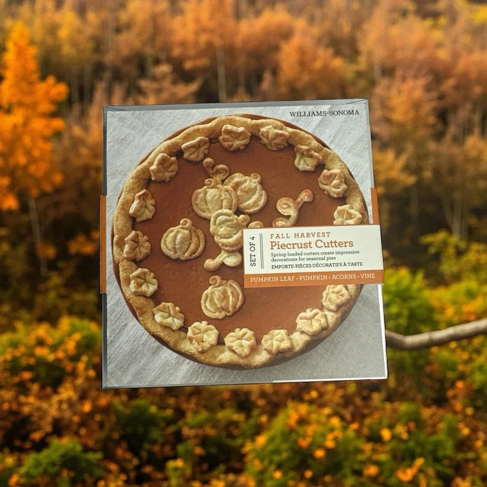 Williams Sonoma Fall Piecrust Cutters Set Of 4  Pumpkin, Vine, Acorn & Leaf NOS!
